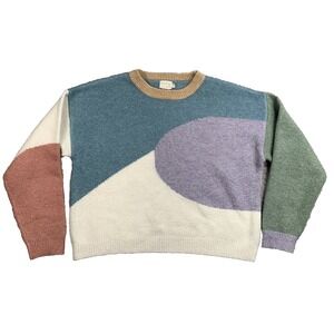 Dreamers by Debut Sweater Womens M L Colorblock Abstract Knit Pullover
